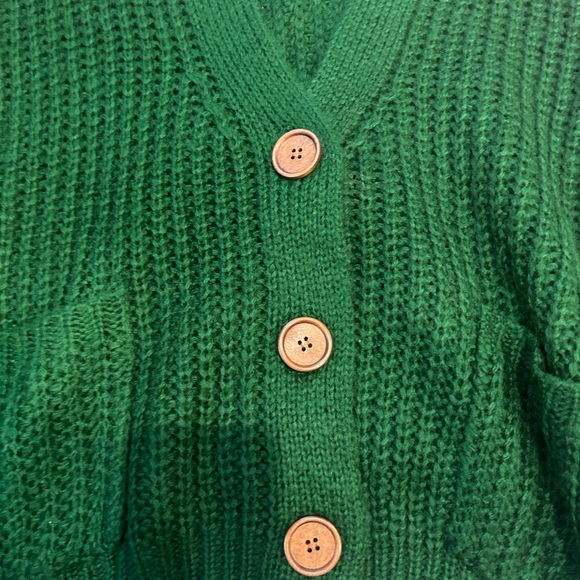 Pink Lily sundown awaits green fuzzy oversized cardigan buttons - Picture 9 of 11